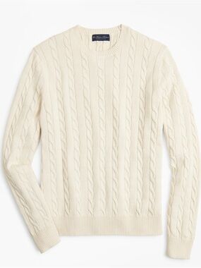 Brooks Brothers Supima Cotton Cable-Knit Crewneck Sweater